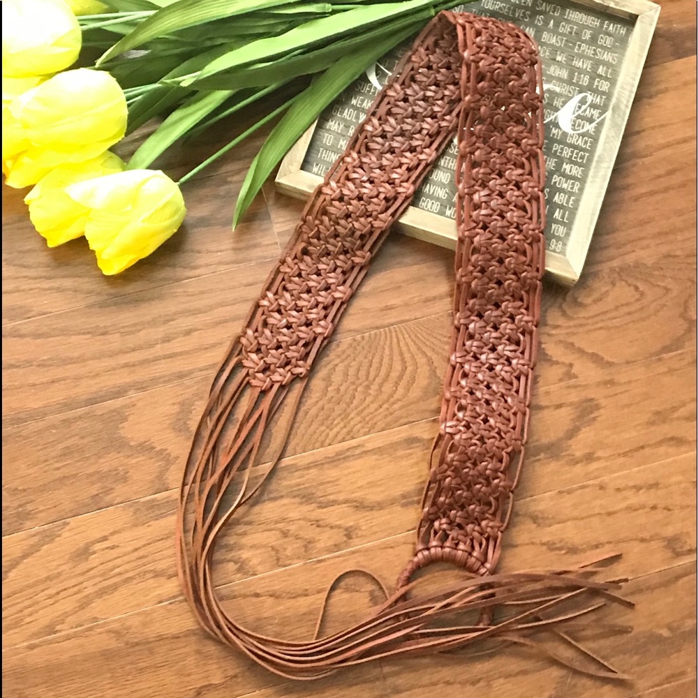 💕Leather Wide Braided Fringe Belt